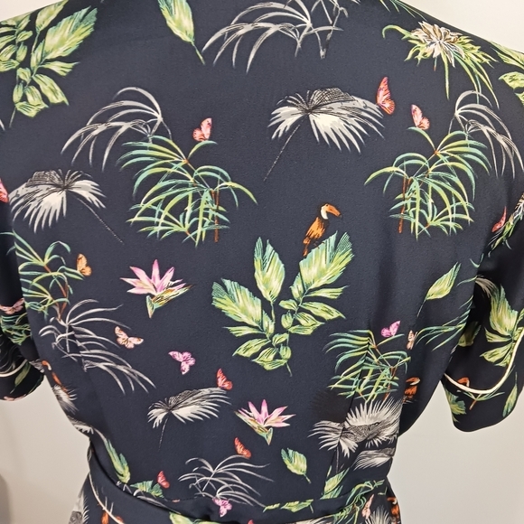 Size Small Rachel Roy Forest Wrap Dress Floral Botanical Blue Green Botanical - Picture 10 of 13